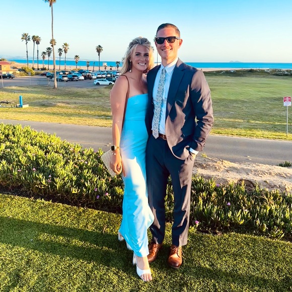 Lulus Elegant Strapless Light Blue Dress - Picture 4 of 4